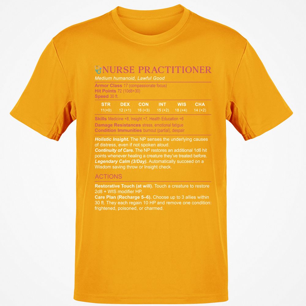 Nurse Practitioner Stats Classic Unisex T-Shirt - Gold - 4