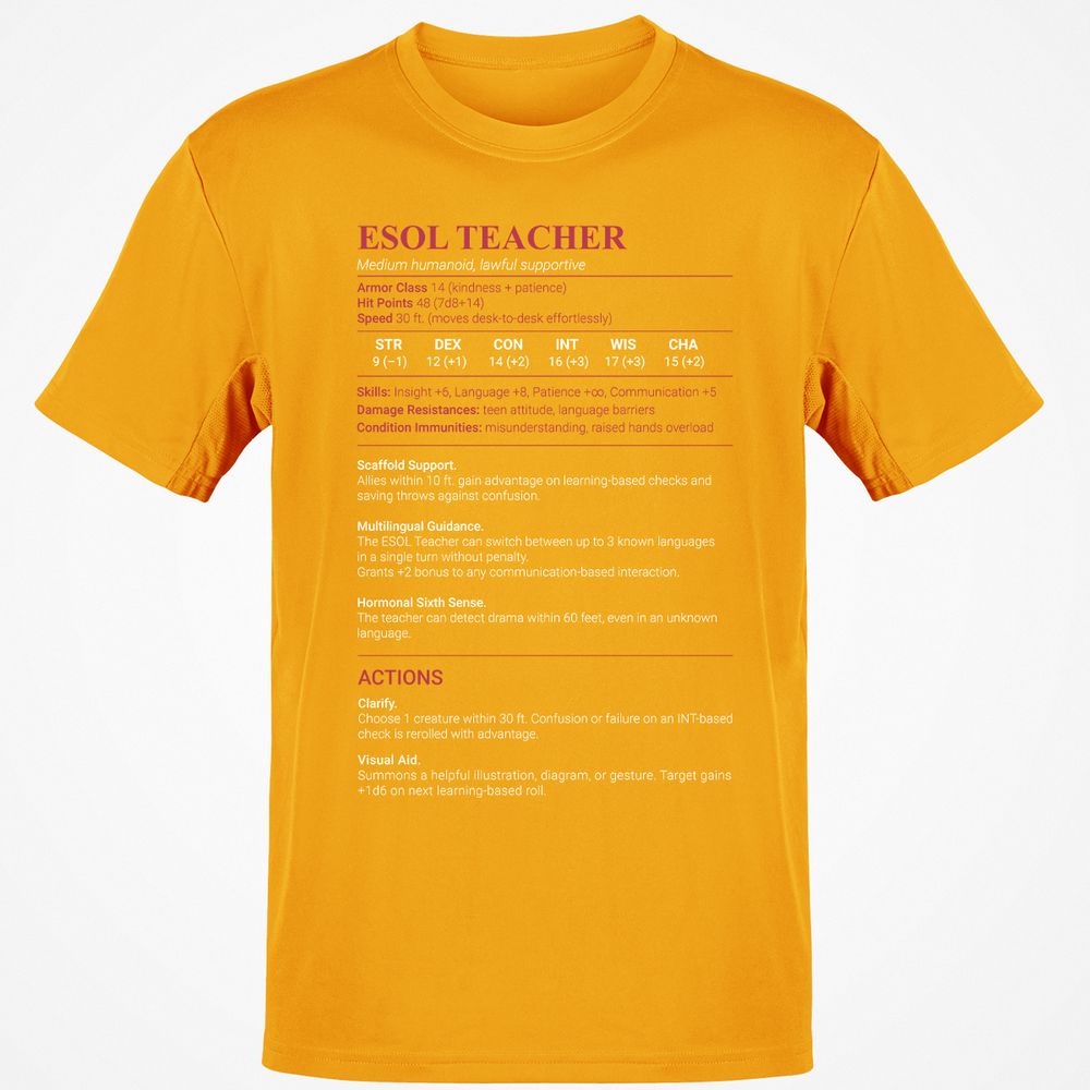 ESOL Teacher Classic Unisex T-Shirt - Gold - 4