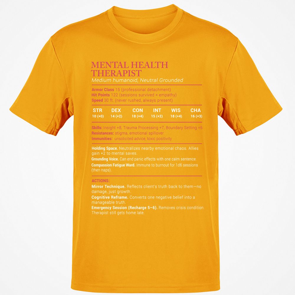 Mental Health Therapist Stats Classic Unisex T-Shirt - Gold - 4