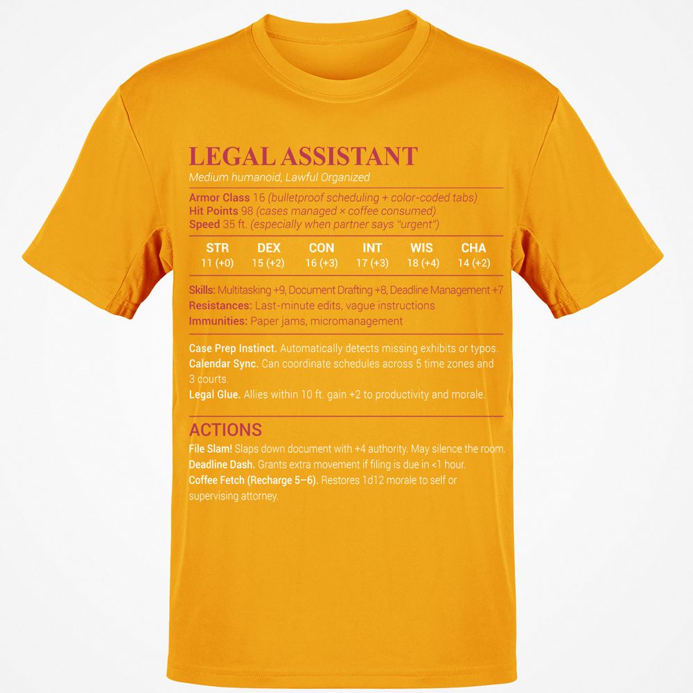 Legal Assistant Classic Unisex T-Shirt - Gold - 4