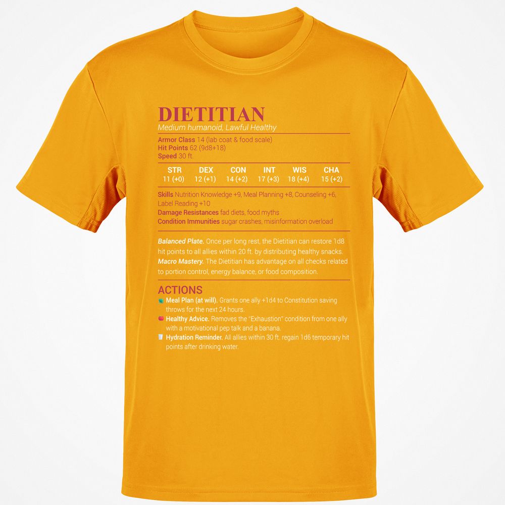 Dietitian Classic Unisex T-Shirt - Gold - 4
