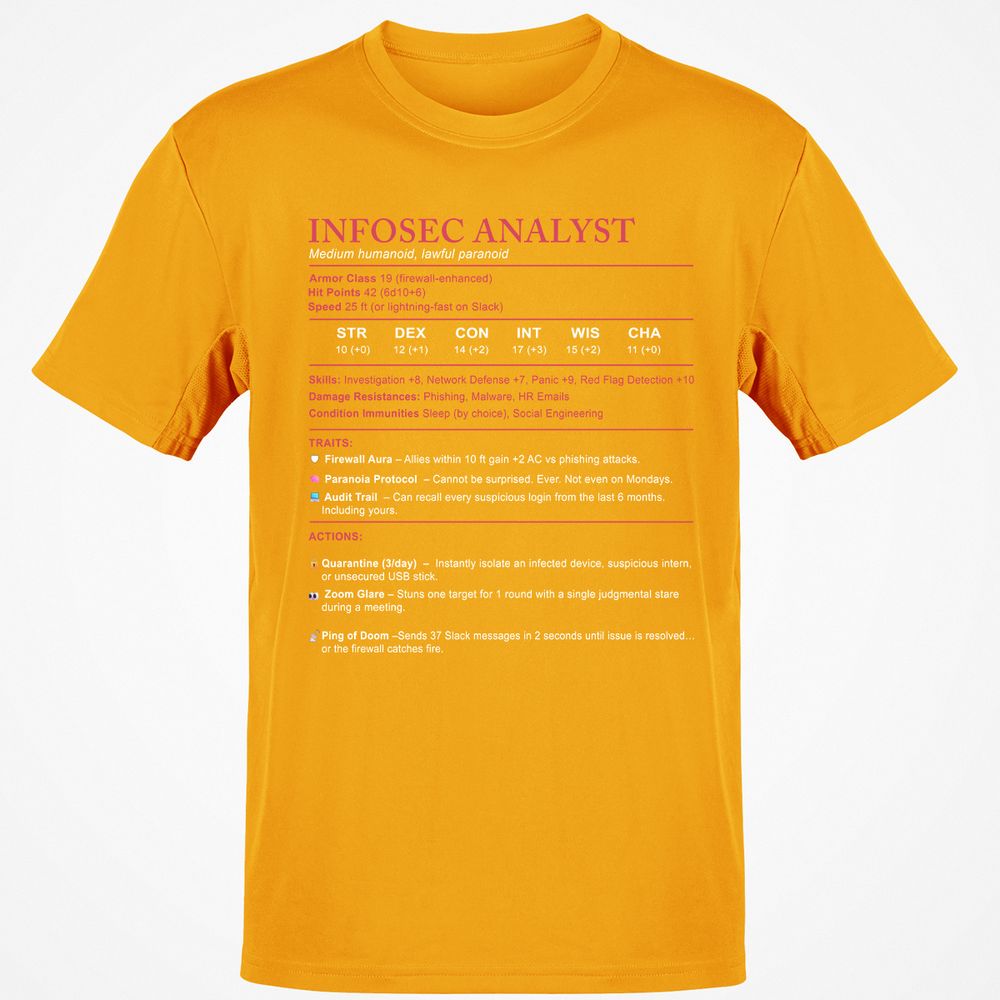Information Security Analyst Stats Classic Unisex T-Shirt - Gold - 4