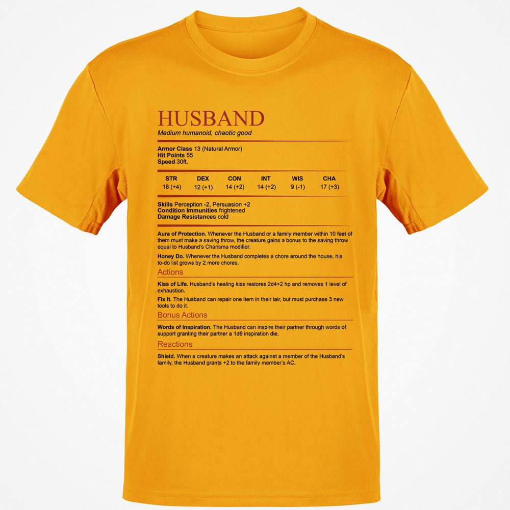 Husband White Classic Unisex T-Shirt - Gold - 4