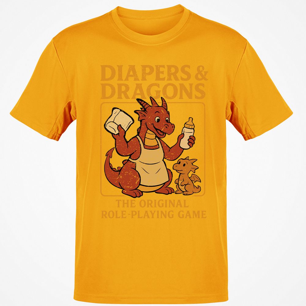 Diapers & Dragons Classic Unisex T-Shirt - Gold - 4