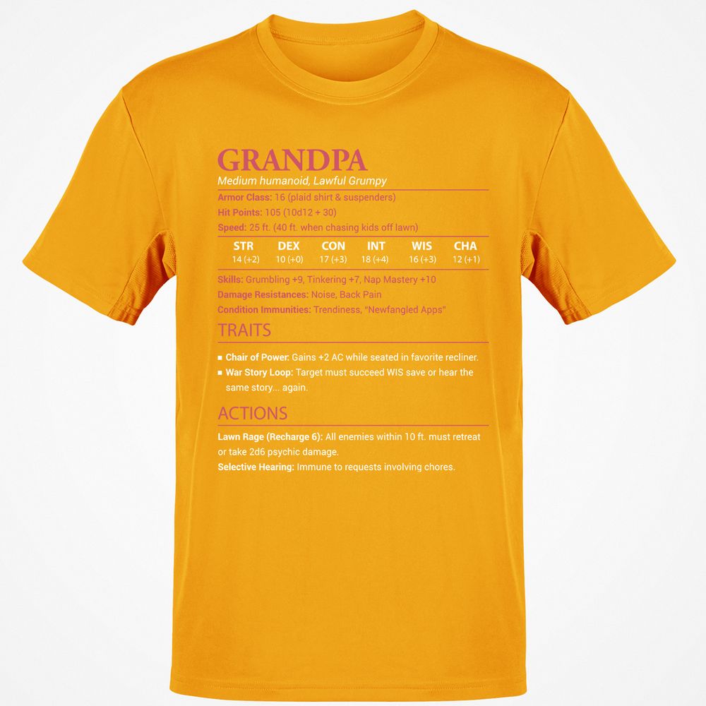 Grandpa Stats Classic Unisex T-Shirt - Gold - 4