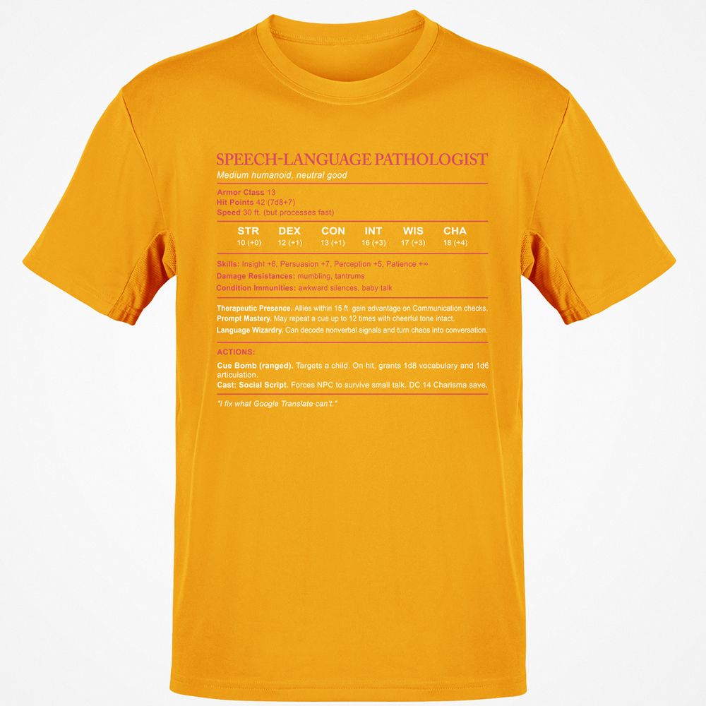 Speech Language Pathologist Stats Classic Unisex T-Shirt - Gold - 4