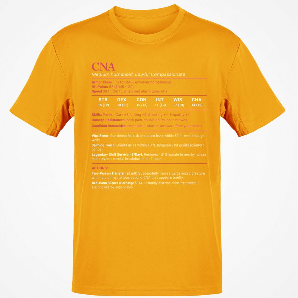 CNA Stats Classic Unisex T-Shirt - Gold - 4