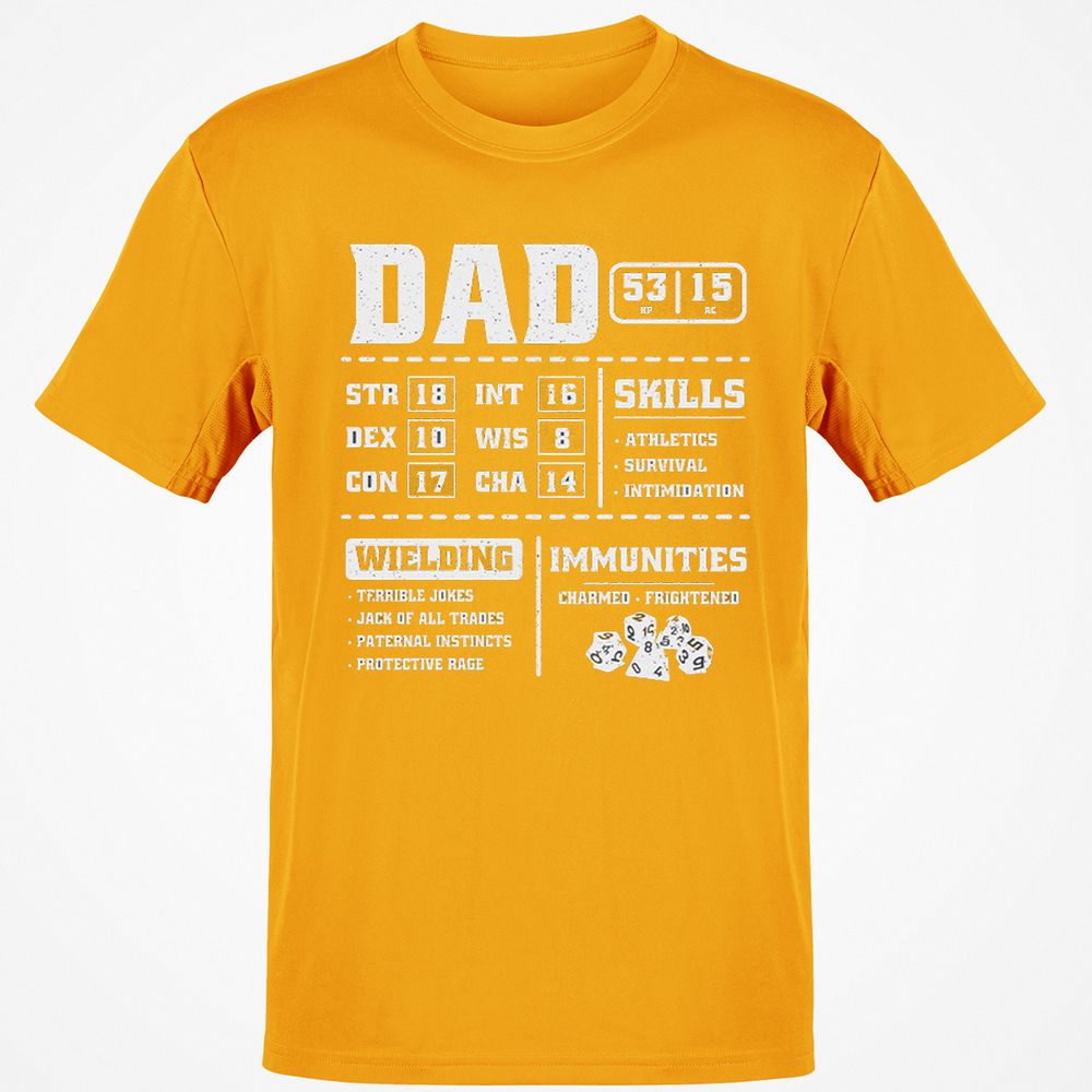 Dad Stat Block 2 Classic Unisex T-Shirt - Gold - 4
