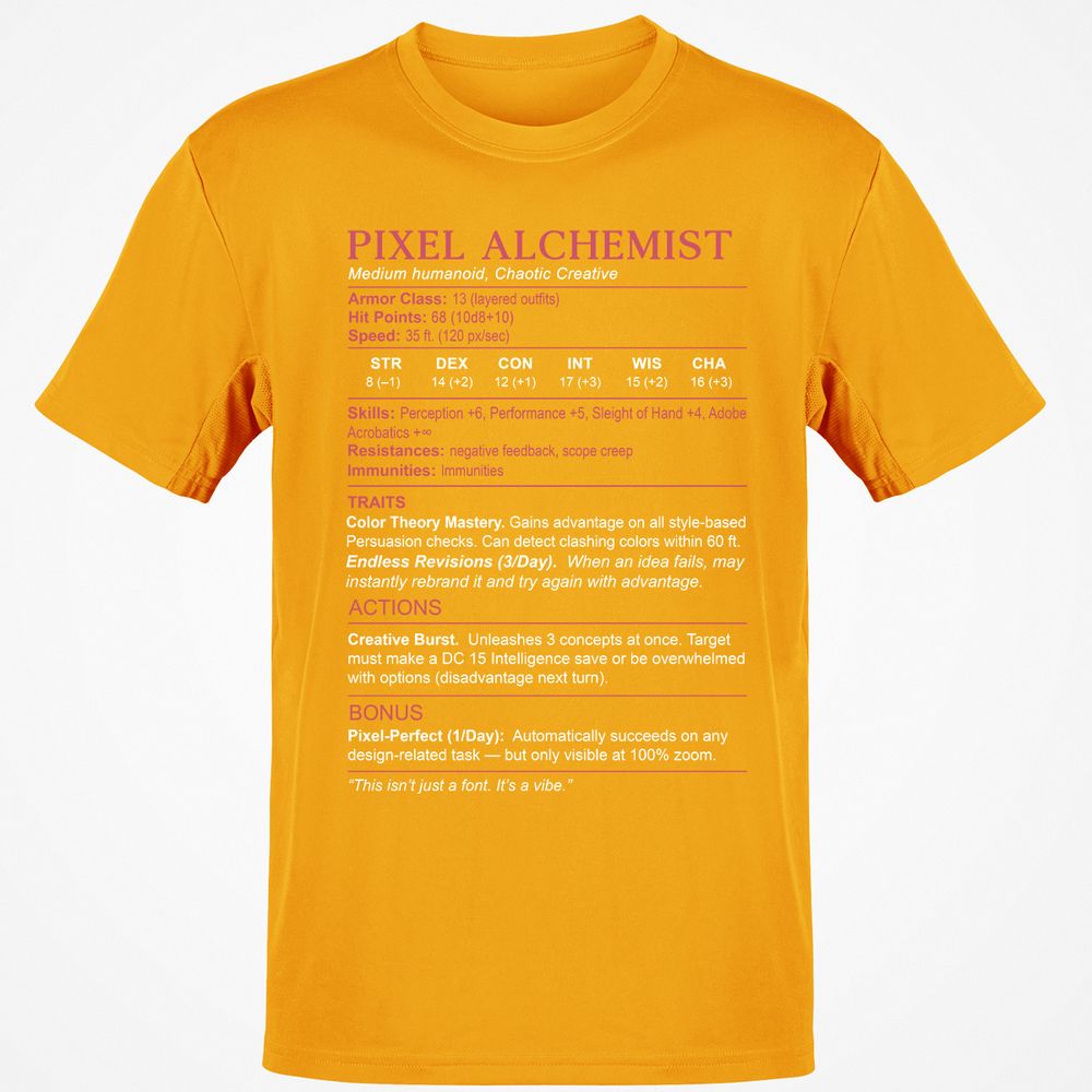 Designer Stats (Pixel Alchemist) Classic Unisex T-Shirt - Gold - 4