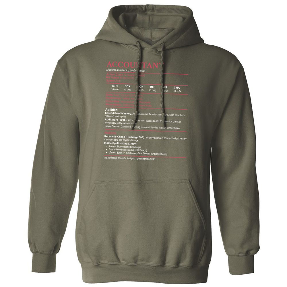Accountant Stats Classic Unisex Hoodie - Military Green - 4
