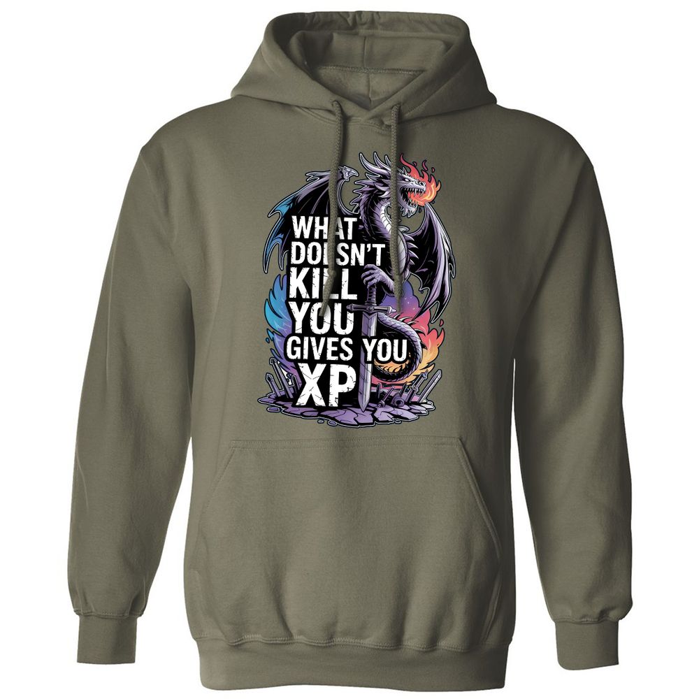 What Doesn't Kill You Dragon Classic Unisex Hoodie - Military Green - 4