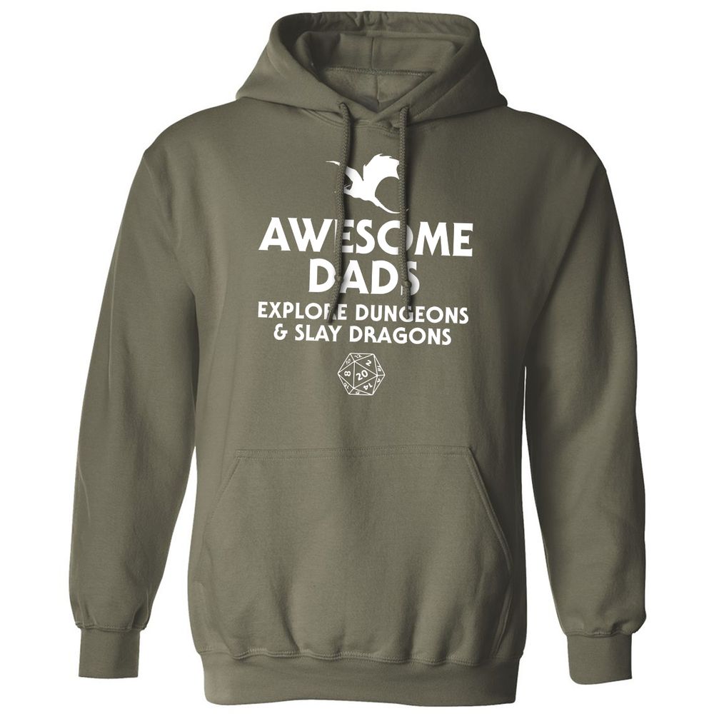 Awesome Dads Slay Dragons Classic Unisex Hoodie - Military Green - 4