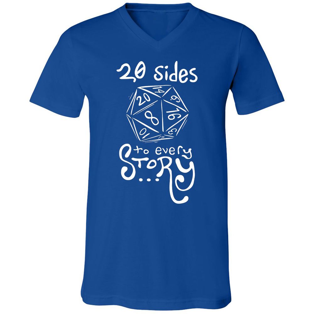 20 Sides to Every Story Unisex V-Neck T-Shirt - True Royal - 4