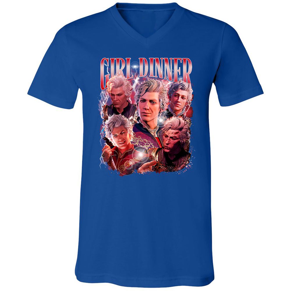 Astarion Girl Dinner Unisex V-Neck T-Shirt - True Royal - 4