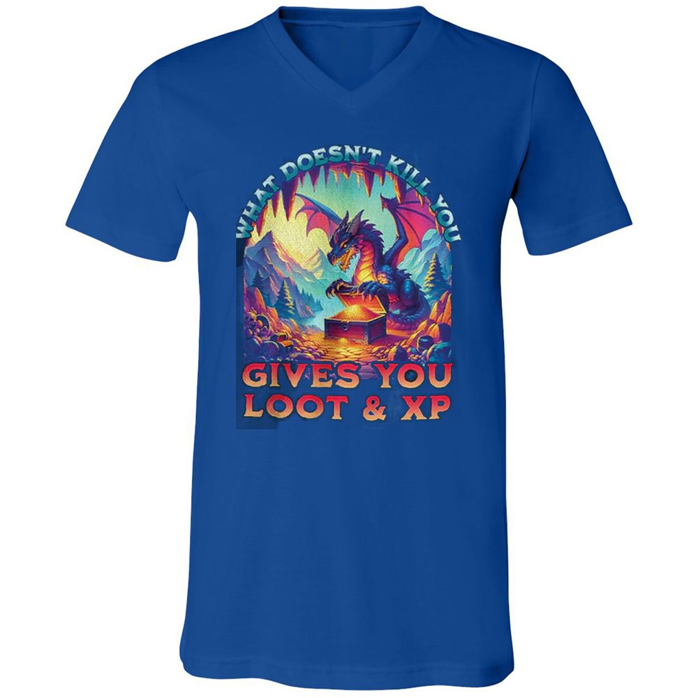 What Doesn't Kill You Give You Loot & XP Unisex V-Neck T-Shirt - True Royal - 4