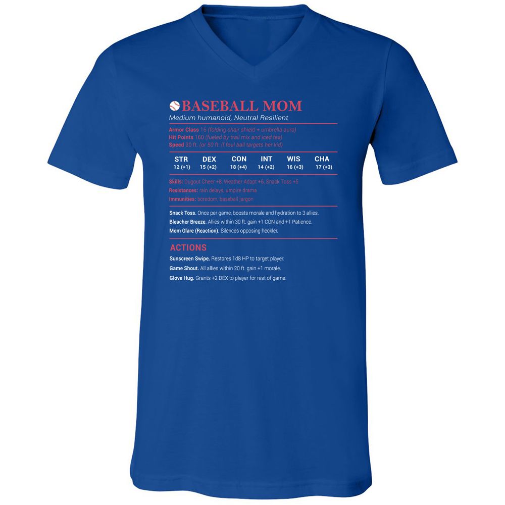 Baseball Mom Unisex V-Neck T-Shirt - True Royal - 4