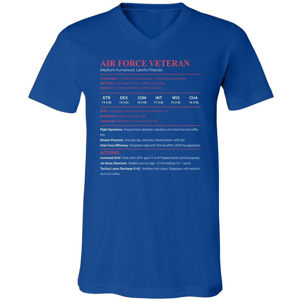 Air Force Veteran Unisex V-Neck T-Shirt - True Royal - 4