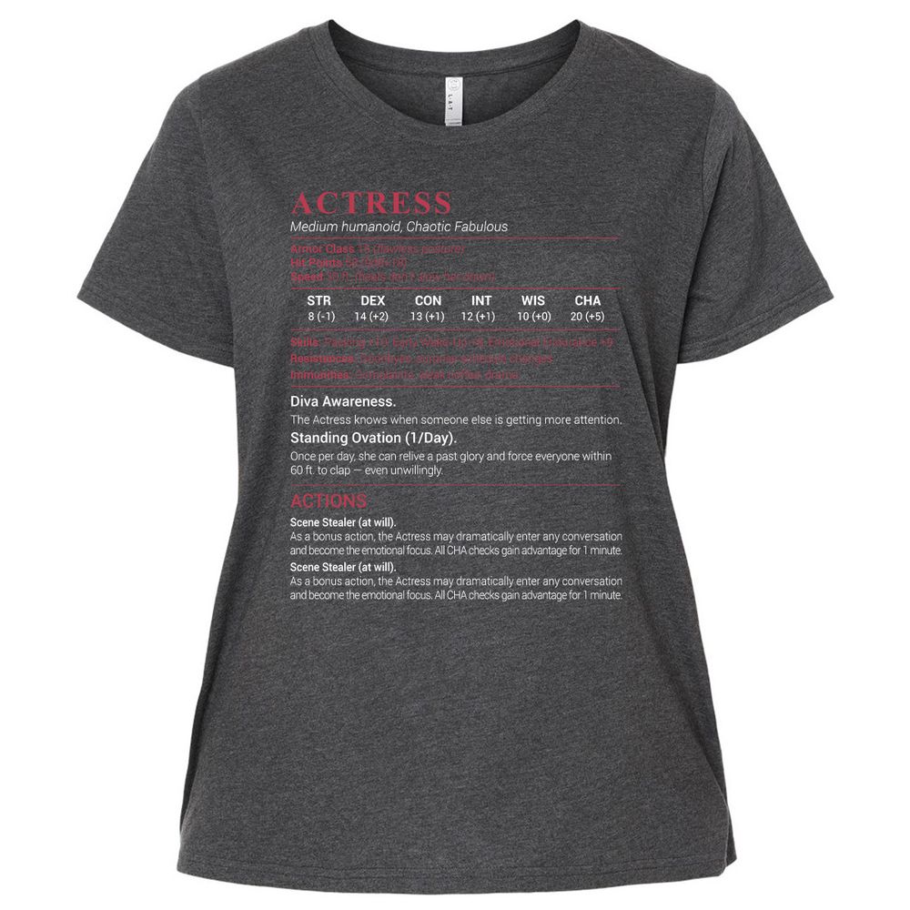Actress Stats Ladies Curvy Jersey - Vintage Smoke - 4