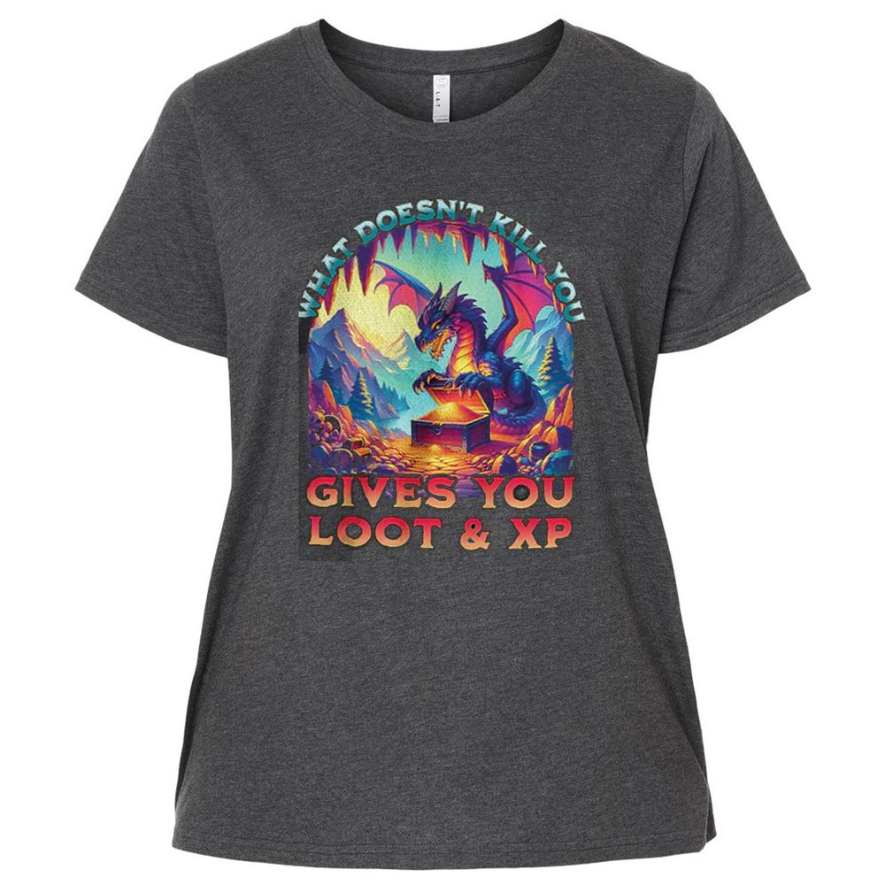 What Doesn't Kill You Give You Loot & XP Ladies Curvy Jersey - Vintage Smoke - 4