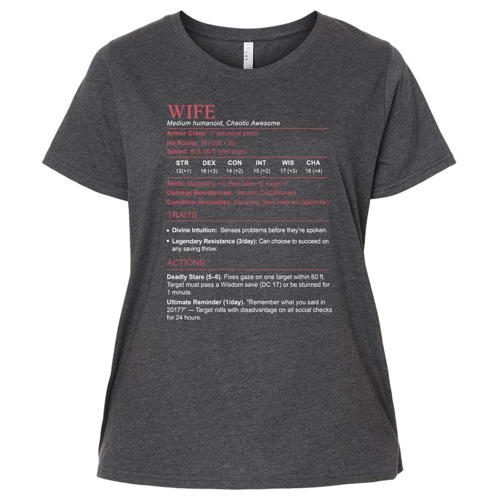Wife Stats Ladies Curvy Jersey - Vintage Smoke - 4