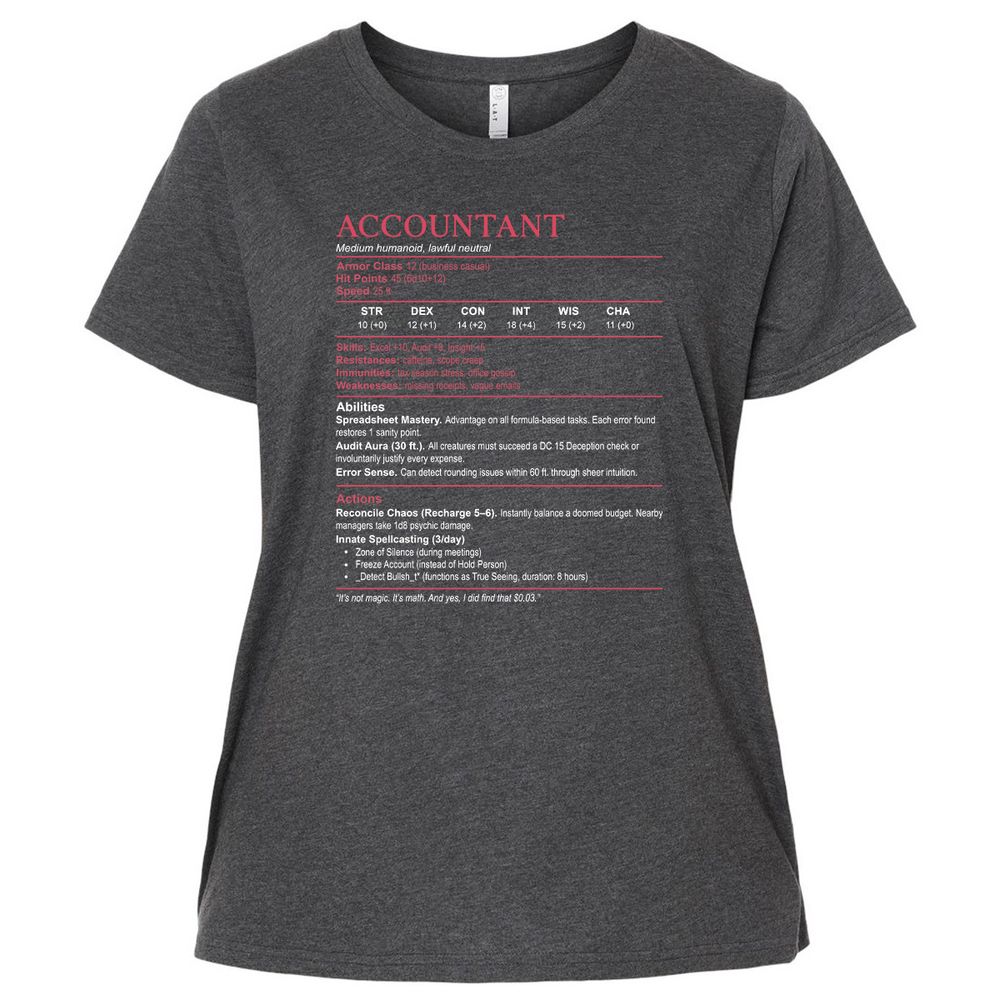 Accountant Stats Ladies Curvy Jersey - Vintage Smoke - 4