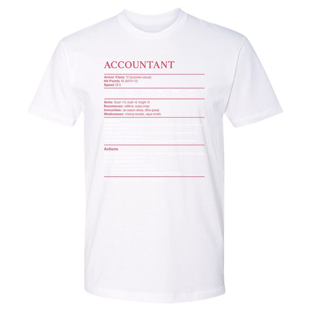 Accountant Stats Premium Unisex T-Shirt - White - 4