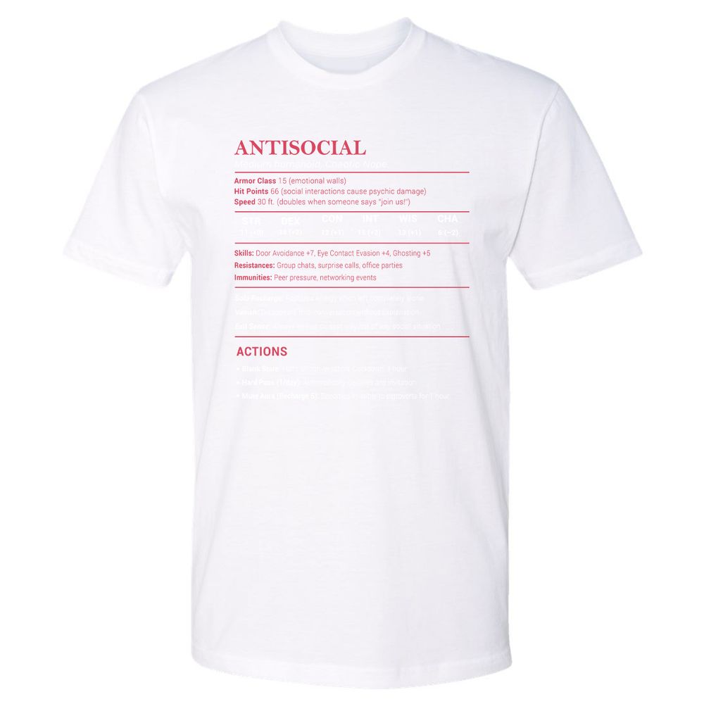 Antisocial Stats Premium Unisex T-Shirt - White - 4