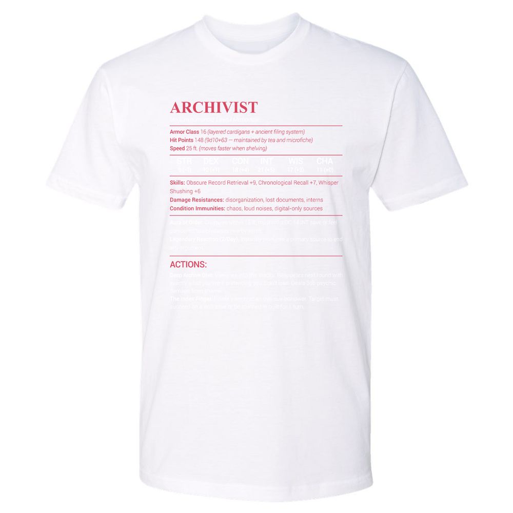 Archivist Stats Premium Unisex T-Shirt - White - 4