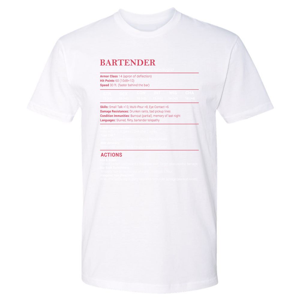 Bartender Stats Premium Unisex T-Shirt - White - 4