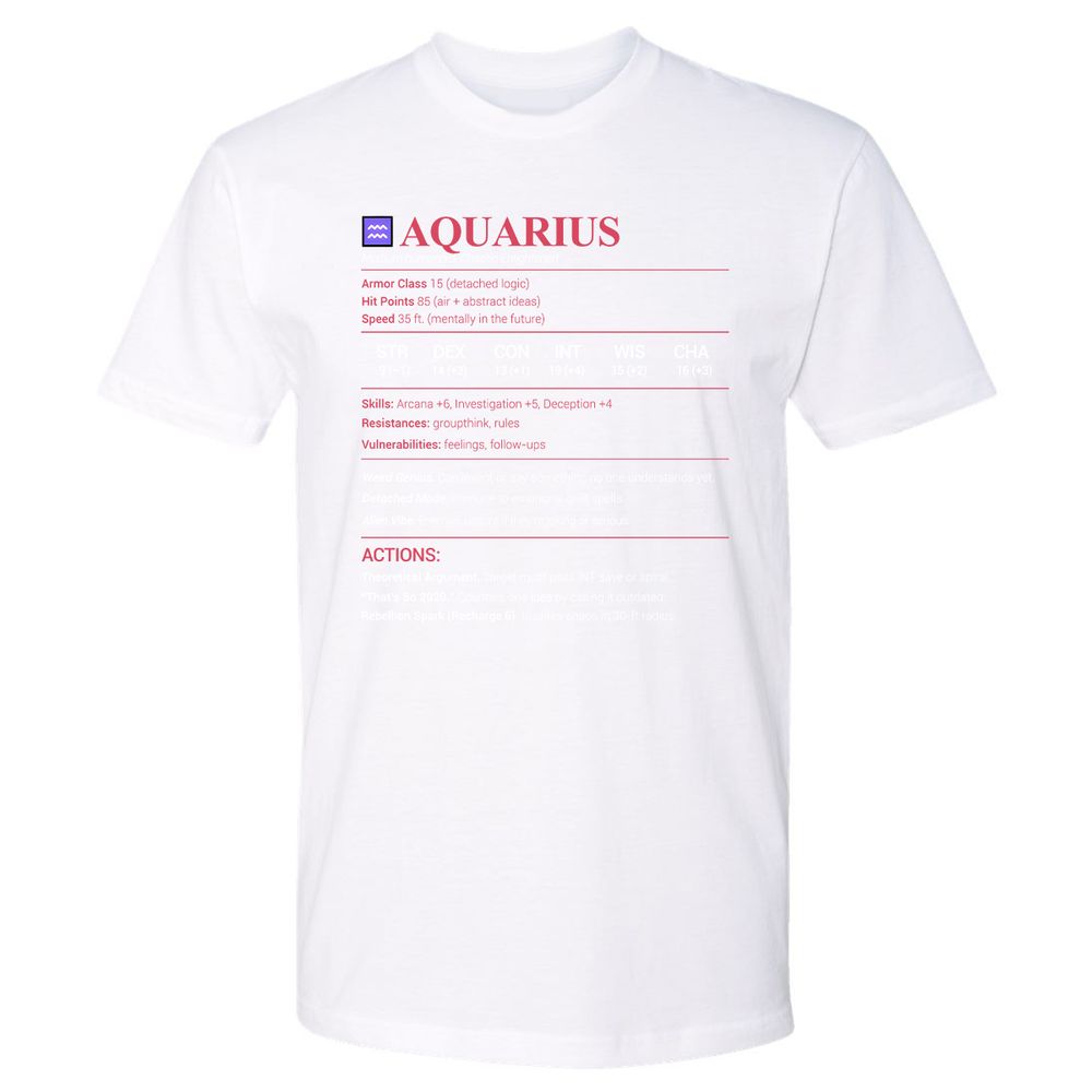 Aquarius Stats Premium Unisex T-Shirt - White - 4