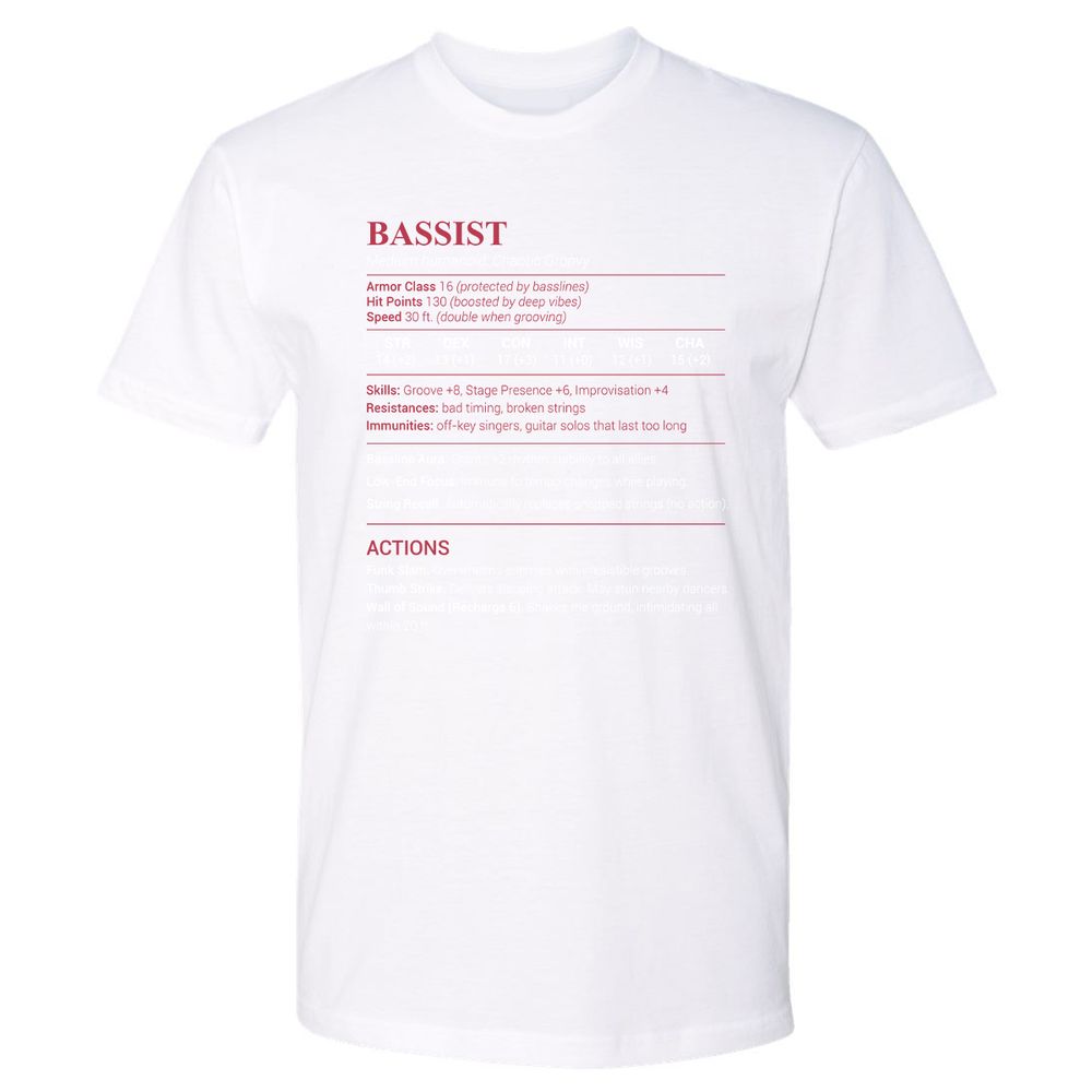 Bassist Stats Premium Unisex T-Shirt - White - 4