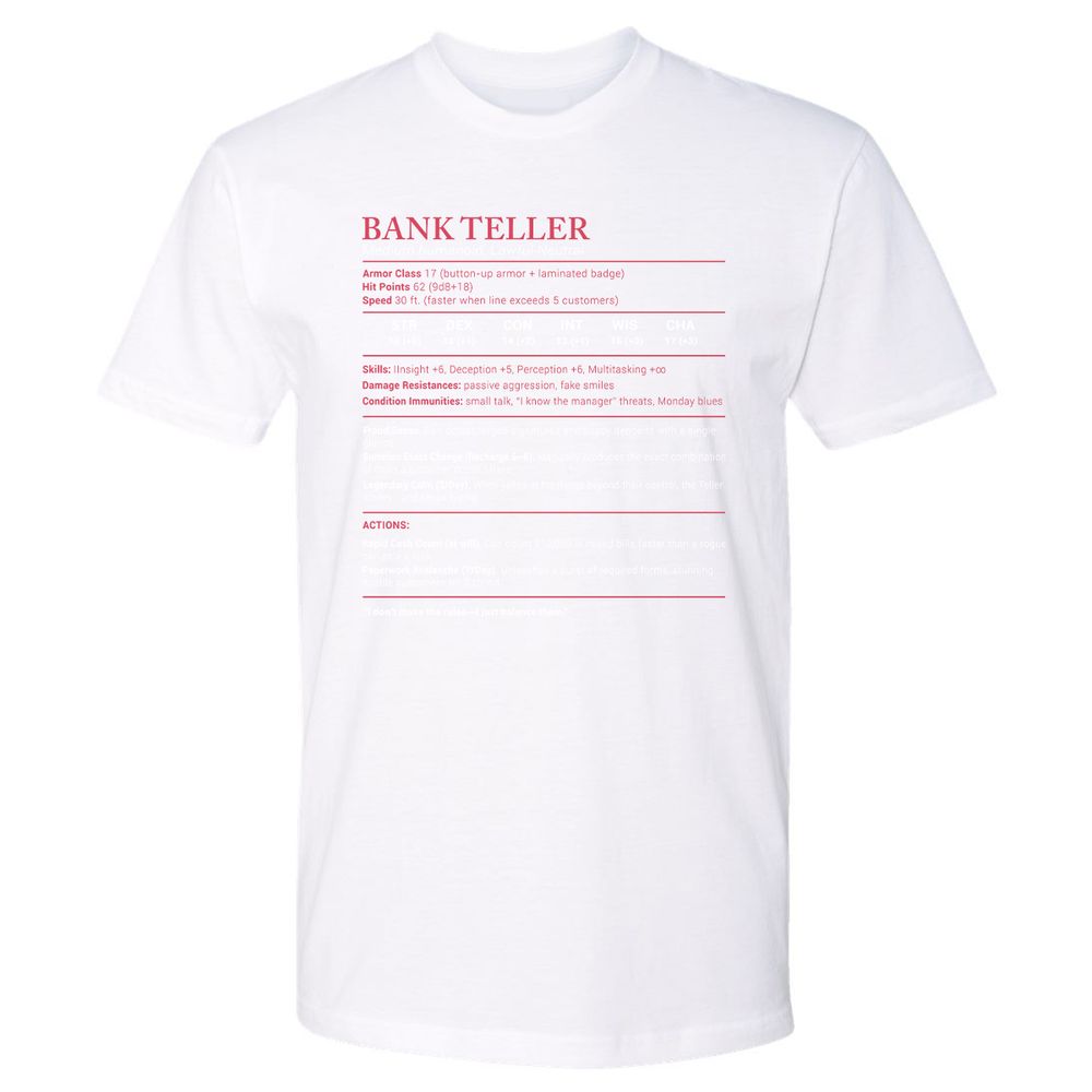 Bank Teller Stats Premium Unisex T-Shirt - White - 4