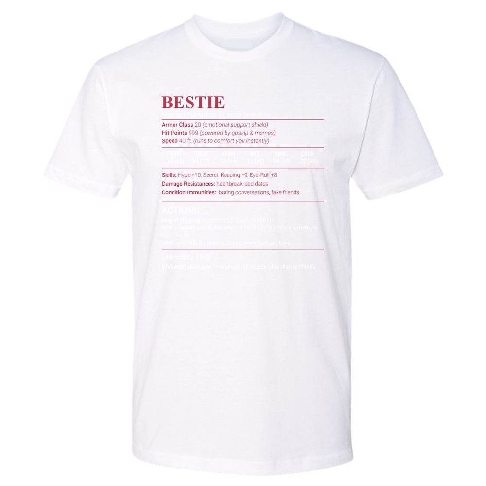 Bestie Stats Premium Unisex T-Shirt - White - 4
