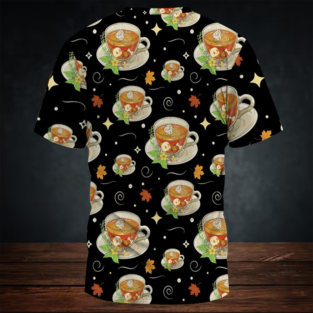 Cute Dnd Fall Tea All-Over Print Unisex T-Shirt -  - 4