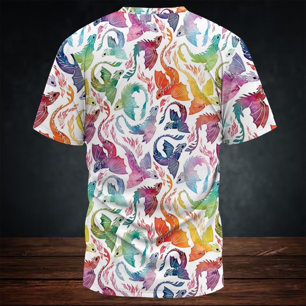 Dragon fire rainbow All-Over Print Unisex T-Shirt -  - 4