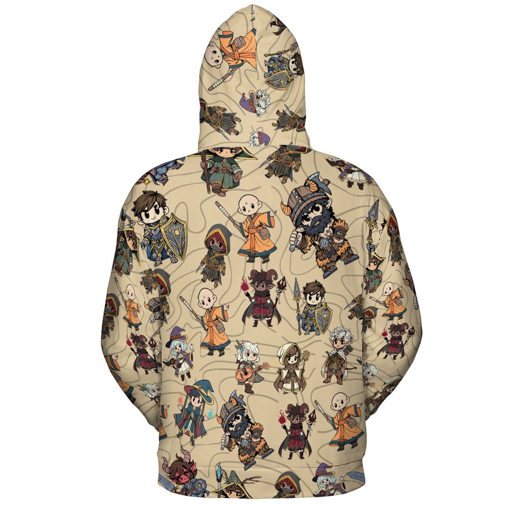 Chibi DnD Party – All Classes All-over Print Hoodie -  - 4