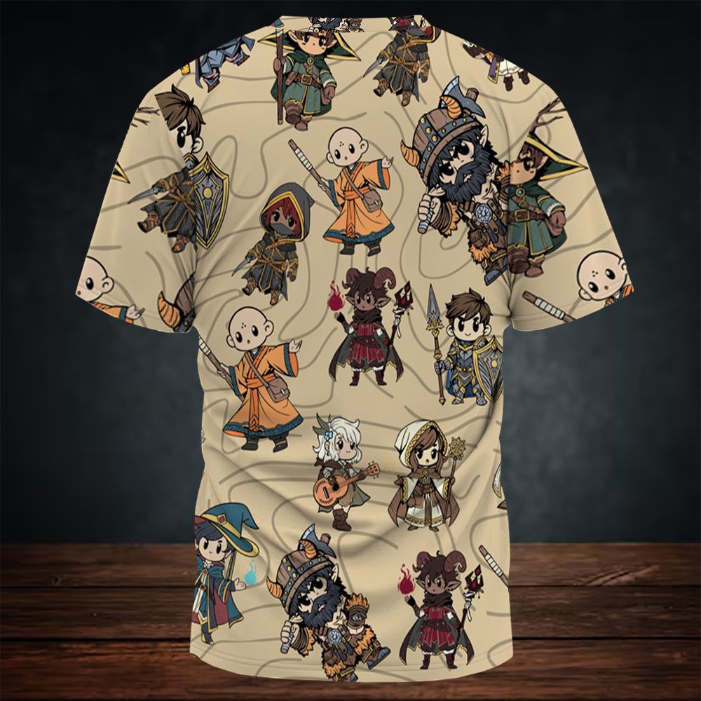 Chibi DnD Party – All Classes All-Over Print Unisex T-Shirt -  - 4