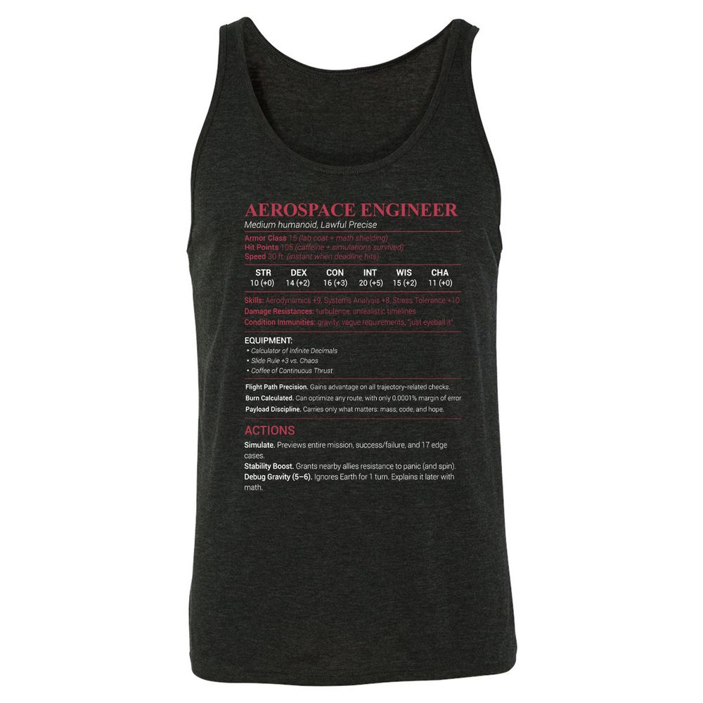 Aerospace Engineer Unisex Jersey Tank - Charcoal Black Triblend - 5