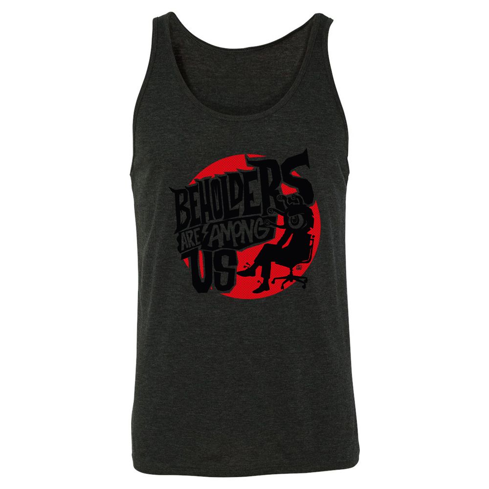 Beholders Are Among Us Unisex Jersey Tank - Charcoal Black Triblend - 5