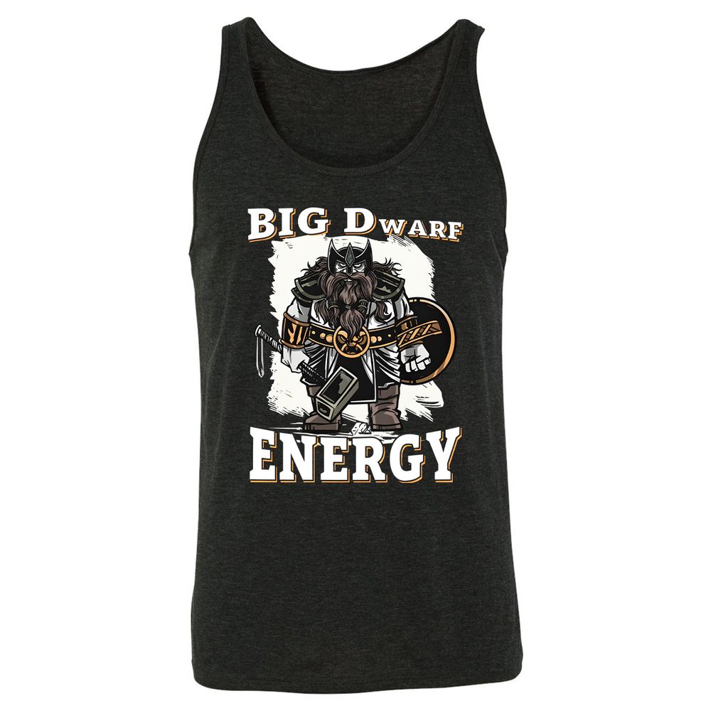 Big Dwarf Energy Unisex Jersey Tank - Charcoal Black Triblend - 5