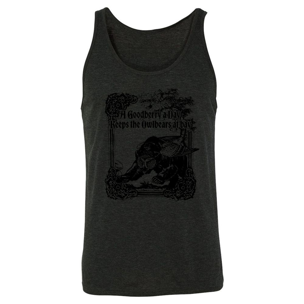A Goodberry A Day Keeps The Owlbears At Bay Unisex Jersey Tank - Charcoal Black Triblend - 5