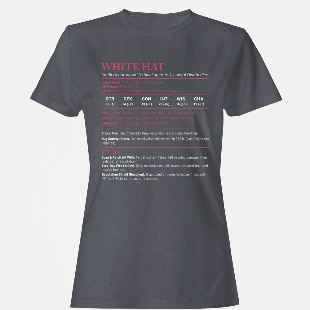 White Hat Stats Women's T-Shirt - Dark Heather - 5