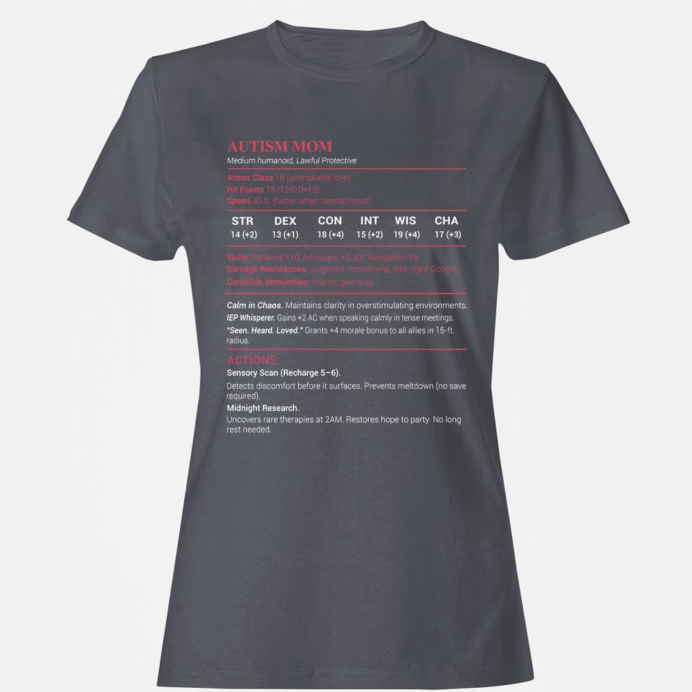 Autism Mom Stats Women's T-Shirt - Dark Heather - 5
