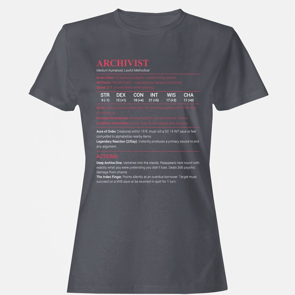 Archivist Stats Women's T-Shirt - Dark Heather - 5