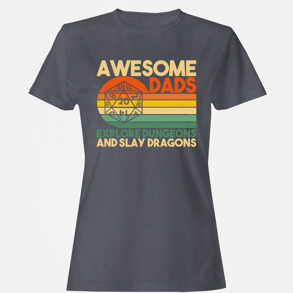 Awesome Dads Explore Dungeons Women's T-Shirt - Dark Heather - 5