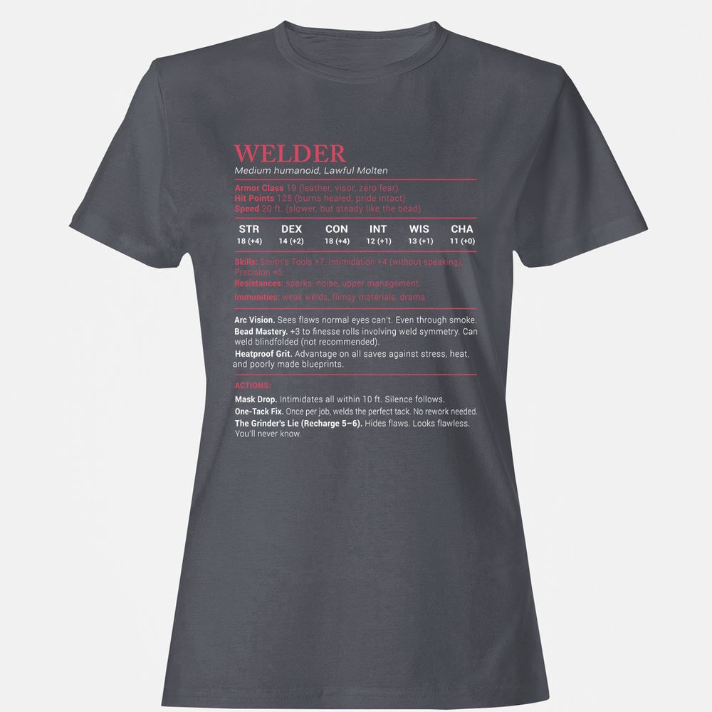 Welder Stats Women's T-Shirt - Dark Heather - 5