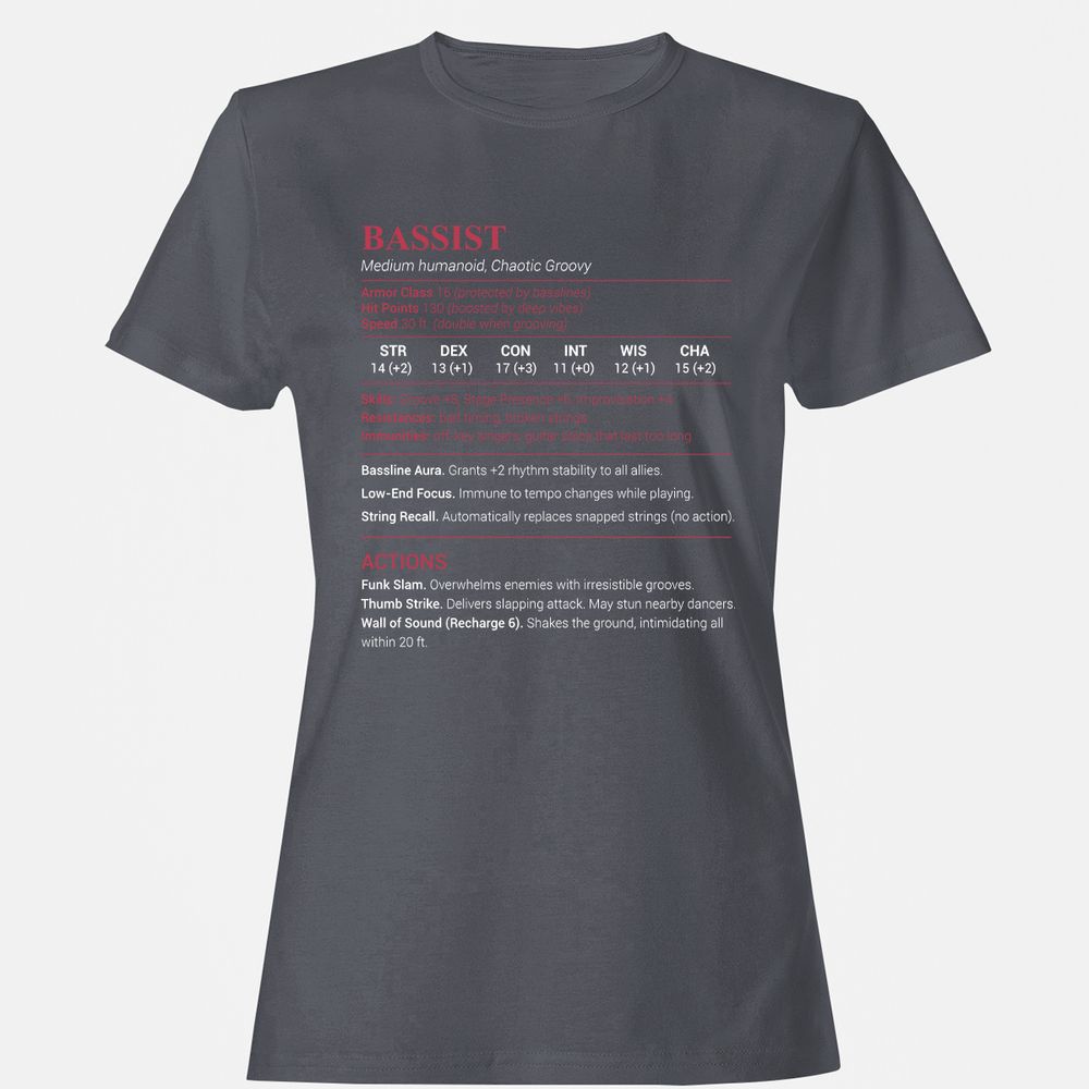 Bassist Stats Women's T-Shirt - Dark Heather - 5