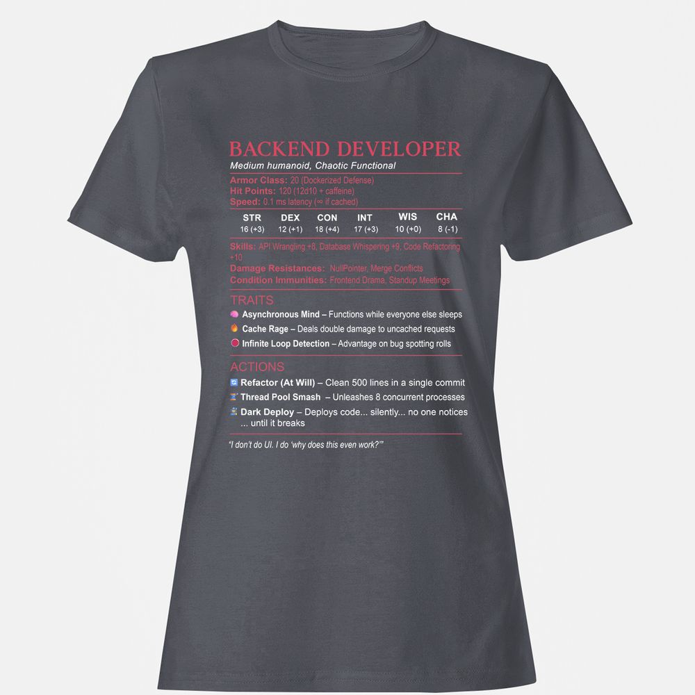Backend Developer Stats Women's T-Shirt - Dark Heather - 5