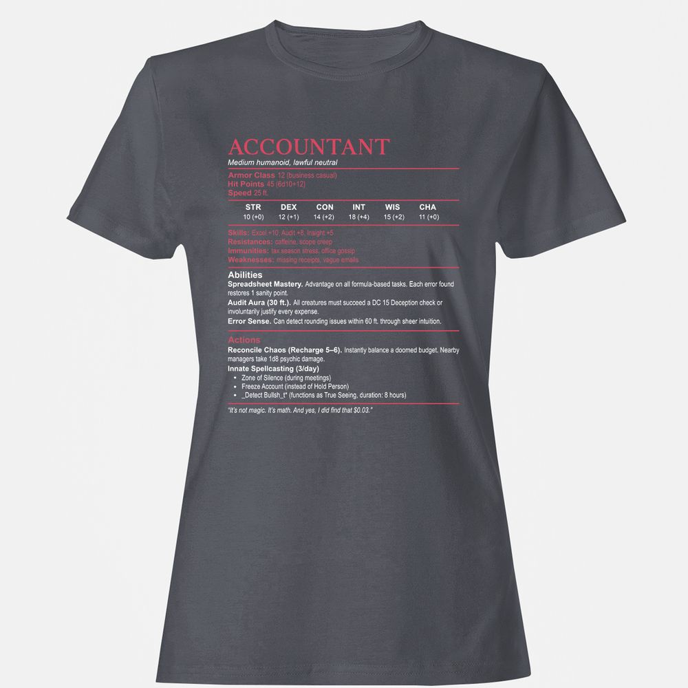 Accountant Stats Women's T-Shirt - Dark Heather - 5