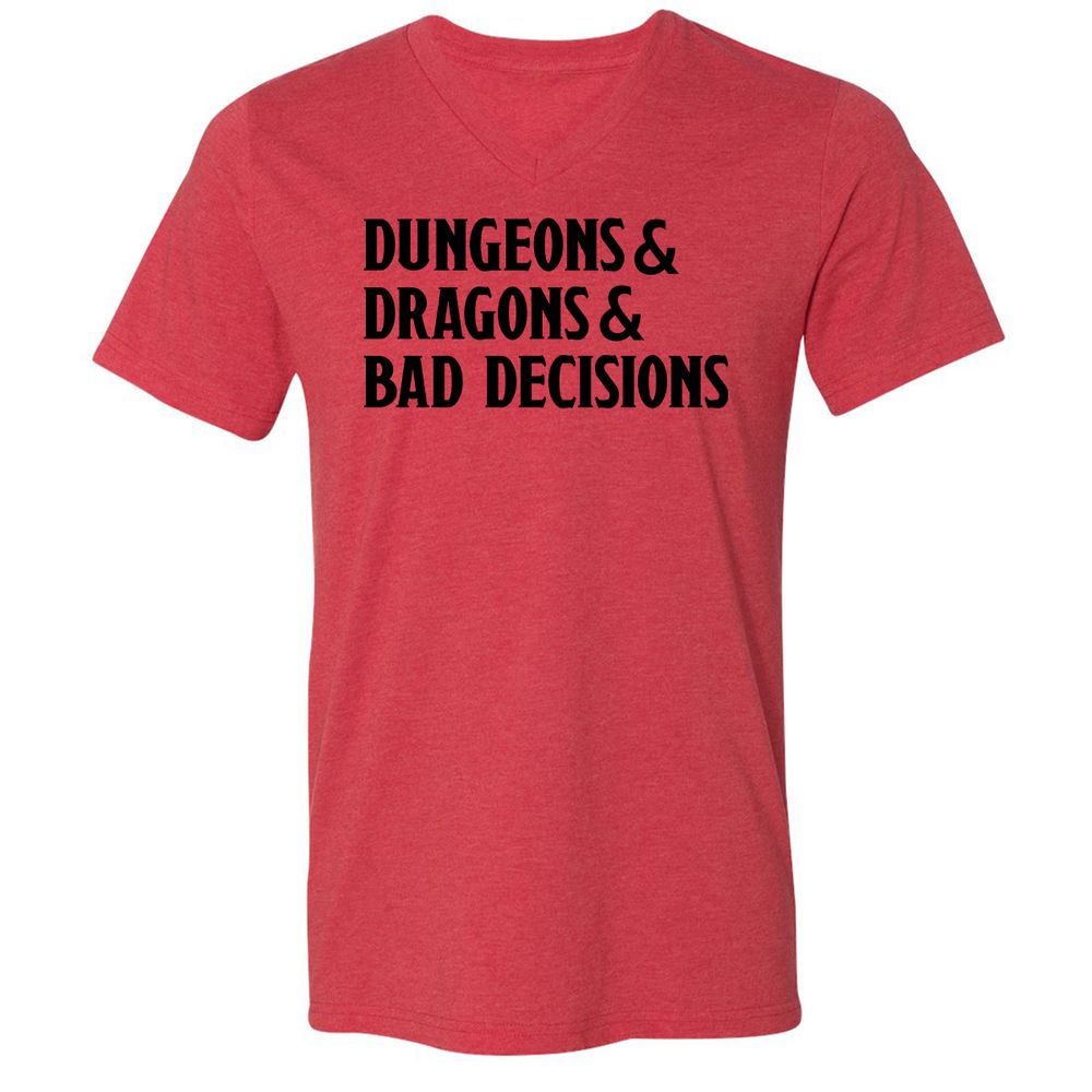 Bad Decisions Unisex V-Neck T-Shirt - Heather Red - 5
